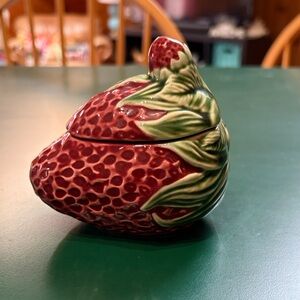 Bordallo Pinheiro Strawberry Ceramic Art Piece